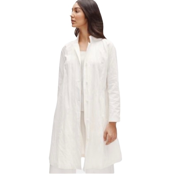 Eileen fisher NWT Organic Cotton Steel Standard Collar rumpled coat Size XXS - Picture 1 of 9